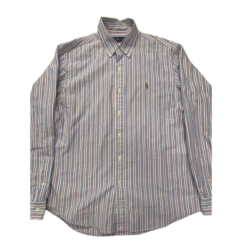 Ralph Lauren Striped Button-Down Shirt in Blue, Red & White Men's Large